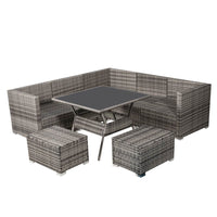 Thumbnail for 8PC Outdoor Dining Set Wicker Table & Chairs-Grey