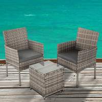 Thumbnail for 2 Seater PE Rattan Outdoor Furniture Chat Set- Mixed Grey