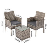 Thumbnail for 2 Seater PE Rattan Outdoor Furniture Chat Set- Mixed Grey