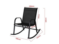 Thumbnail for Rocking Chair High Back Rocker Chairs Steel Metal Textilene Fabric-Black