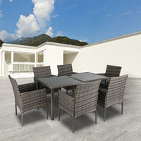 Thumbnail for Rural Style Outdoor Grey Wicker 6 Seater Dining Set