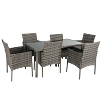 Thumbnail for Rural Style Outdoor Grey Wicker 6 Seater Dining Set