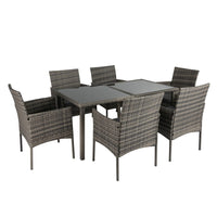 Thumbnail for Rural Style Outdoor Grey Wicker 6 Seater Dining Set