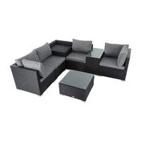 Thumbnail for 7PC Outdoor Wicker Loveseat Setting with Storage Corner (Black)