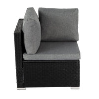 Thumbnail for 7PC Outdoor Wicker Loveseat Setting with Storage Corner (Black)