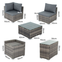 Thumbnail for 7PC Outdoor Wicker Loveseat Setting with Storage Corner (Black)