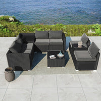 Thumbnail for Modular Outdoor Lounge Set – 9pcs Sofa, Armchairs and Coffee Table