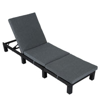 Thumbnail for Black Rattan Sunbed with Adjustable Recline