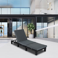 Thumbnail for Black Rattan Sunbed with Adjustable Recline