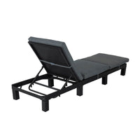 Thumbnail for Black Rattan Sunbed with Adjustable Recline