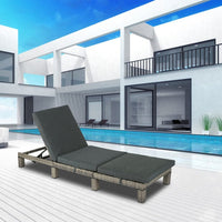 Thumbnail for Grey Rattan Sunbed with Adjustable Recline