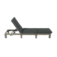 Thumbnail for Grey Rattan Sunbed with Adjustable Recline