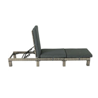 Thumbnail for Grey Rattan Sunbed with Adjustable Recline