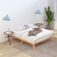 Thumbnail for Warm Wooden Natural Bed Base Frame – Double