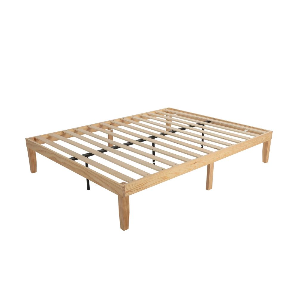 Warm Wooden Natural Bed Base Frame &#8211; Double