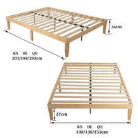 Thumbnail for Warm Wooden Natural Bed Base Frame – Double