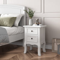 Thumbnail for French Bedside Table Nightstand White Set of 2