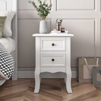 Thumbnail for French Bedside Table Nightstand White Set of 2