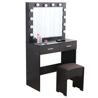 Thumbnail for Fidel Vanity Set with Cushioned Stool and Lighted Mirror- Black