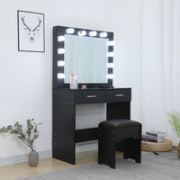 Thumbnail for Fidel Vanity Set with Cushioned Stool and Lighted Mirror- Black