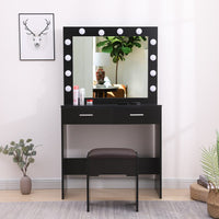 Thumbnail for Fidel Vanity Set with Cushioned Stool and Lighted Mirror- Black