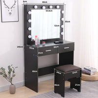 Thumbnail for Fidel Vanity Set with Cushioned Stool and Lighted Mirror- Black