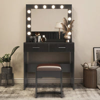 Thumbnail for Fidel Vanity Set with Cushioned Stool and Lighted Mirror- Black