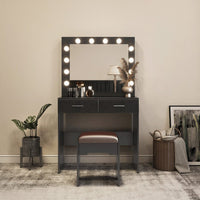 Thumbnail for Fidel Vanity Set with Cushioned Stool and Lighted Mirror- Black