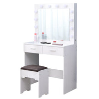 Thumbnail for Fidel Vanity Set with Cushioned Stool and Lighted Mirror- White