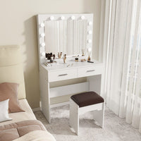 Thumbnail for Fidel Vanity Set with Cushioned Stool and Lighted Mirror- White