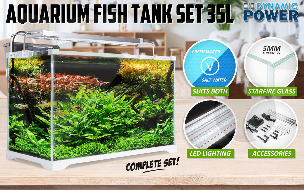 Dynamic Power Aquarium Fish Tank 39L Starfire Glass