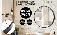 Thumbnail for La Bella Black Wall Mirror Round Aluminum Frame Makeup Decor Bathroom Vanity 70cm