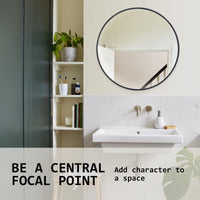 Thumbnail for La Bella Black Wall Mirror Round Aluminum Frame Makeup Decor Bathroom Vanity 70cm