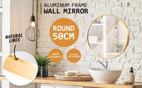Thumbnail for La Bella Gold Wall Mirror Round Aluminum Frame Makeup Decor Bathroom Vanity 50cm