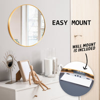 Thumbnail for La Bella Gold Wall Mirror Round Aluminum Frame Makeup Decor Bathroom Vanity 50cm