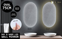 Thumbnail for La Bella LED Wall Mirror Oval Touch Anti-Fog Makeup Decor Bathroom Vanity 50 x 75cm
