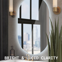 Thumbnail for La Bella LED Wall Mirror Oval Touch Anti-Fog Makeup Decor Bathroom Vanity 50 x 75cm
