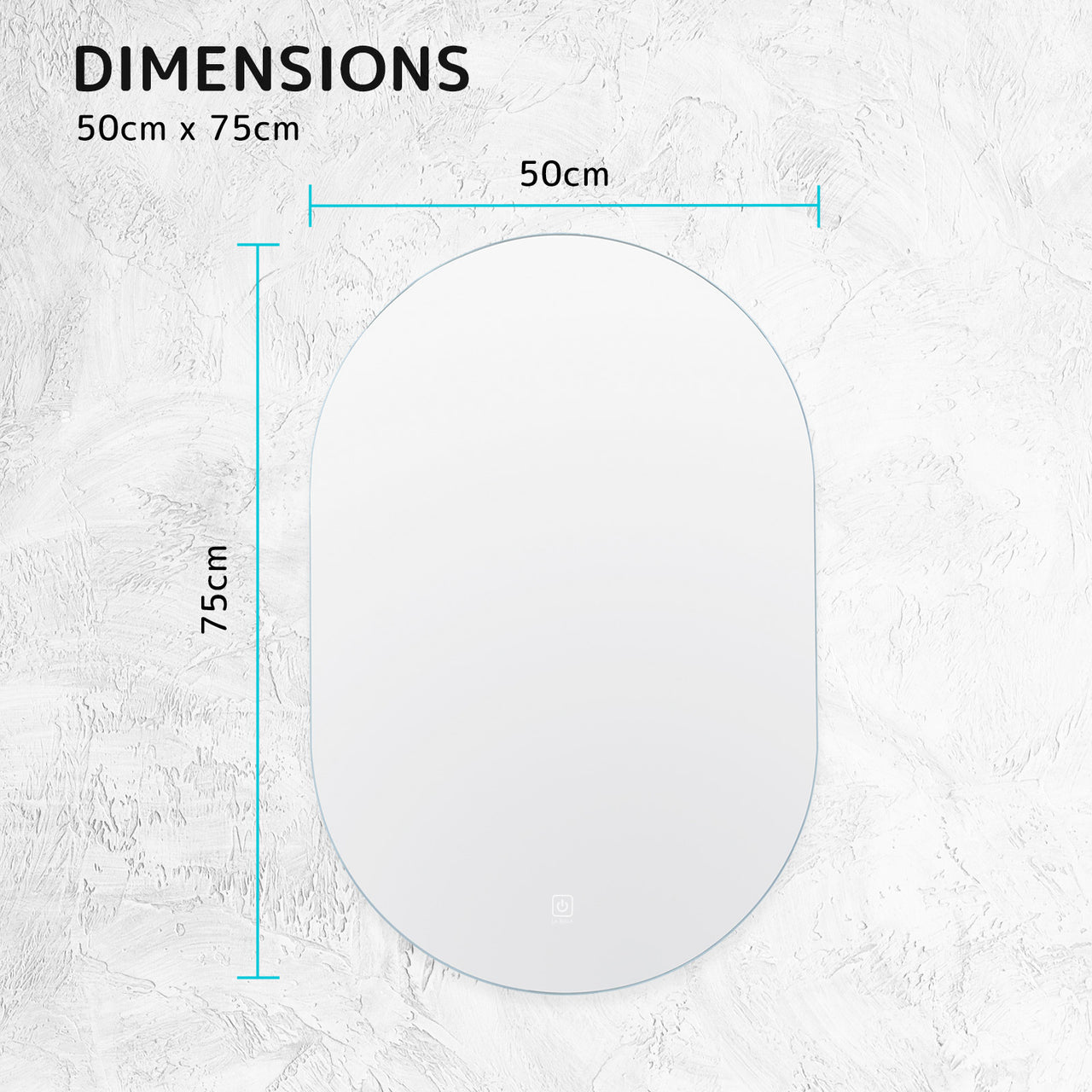 La Bella LED Wall Mirror Oval Touch Anti-Fog Makeup Decor Bathroom Vanity 50 x 75cm