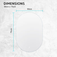 Thumbnail for La Bella LED Wall Mirror Oval Touch Anti-Fog Makeup Decor Bathroom Vanity 50 x 75cm