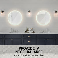 Thumbnail for La Bella LED Wall Mirror Round Touch Anti-Fog Makeup Decor Bathroom Vanity 60cm