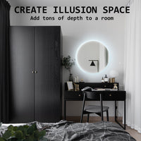 Thumbnail for La Bella LED Wall Mirror Round Touch Anti-Fog Makeup Decor Bathroom Vanity 60cm