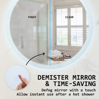 Thumbnail for La Bella LED Wall Mirror Round Touch Anti-Fog Makeup Decor Bathroom Vanity 80cm