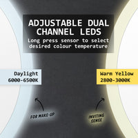 Thumbnail for La Bella LED Wall Mirror Round Touch Anti-Fog Makeup Decor Bathroom Vanity 80cm