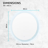 Thumbnail for La Bella LED Wall Mirror Round Touch Anti-Fog Makeup Decor Bathroom Vanity 80cm