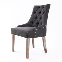 Thumbnail for La Bella Black (Charcoal) French Provincial Dining Chair Amour Oak Leg