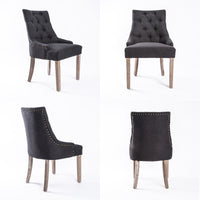 Thumbnail for La Bella Black (Charcoal) French Provincial Dining Chair Amour Oak Leg