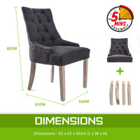 Thumbnail for La Bella Black (Charcoal) French Provincial Dining Chair Amour Oak Leg