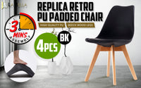 Thumbnail for La Bella 4 Set Blue Retro Dining Cafe Chair Padded Seat