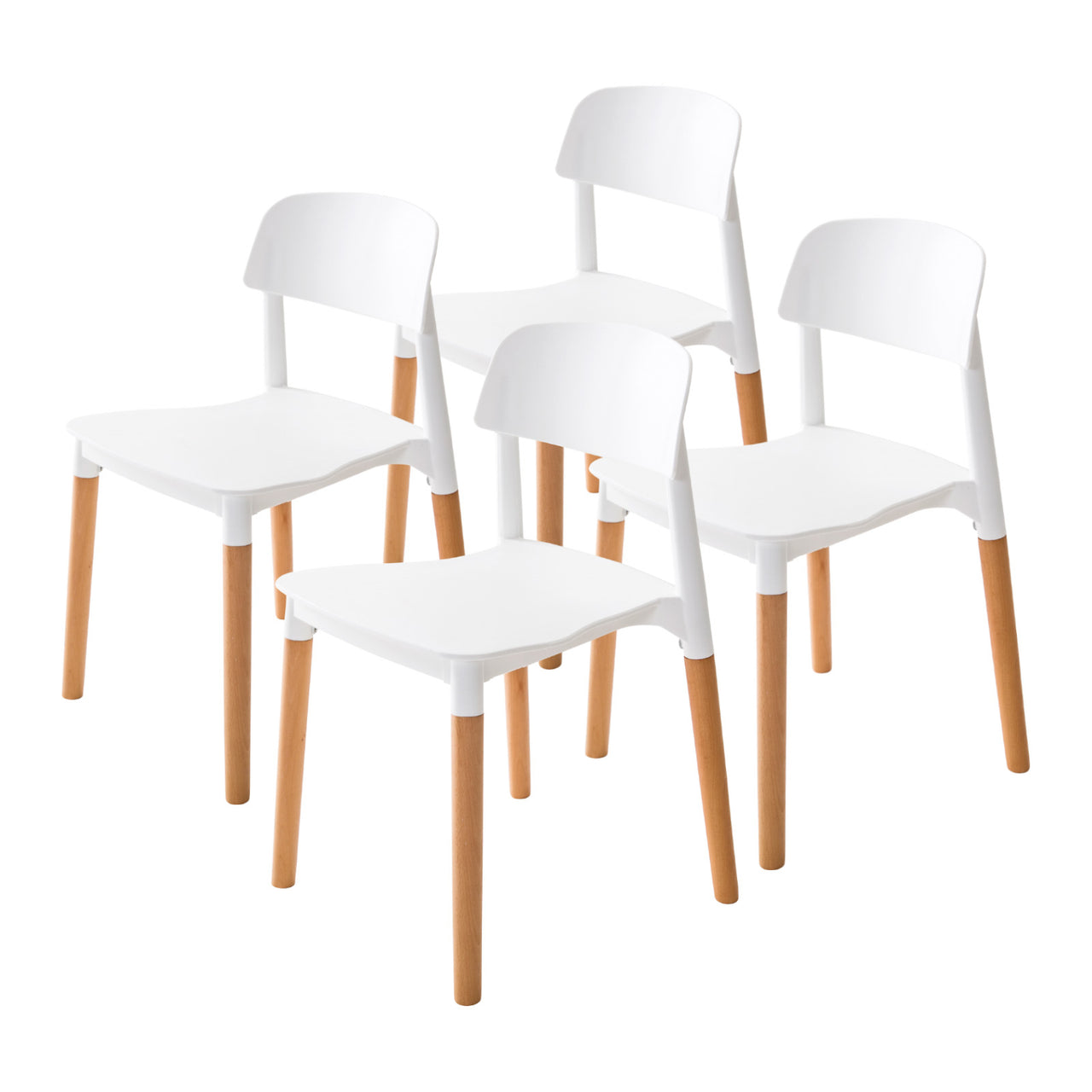 La Bella 4 Set White Retro Belloch Stackable Dining Cafe Chair