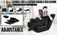 Thumbnail for La Bella Double Seat Couch Bed Black Sofa Gemini Leather